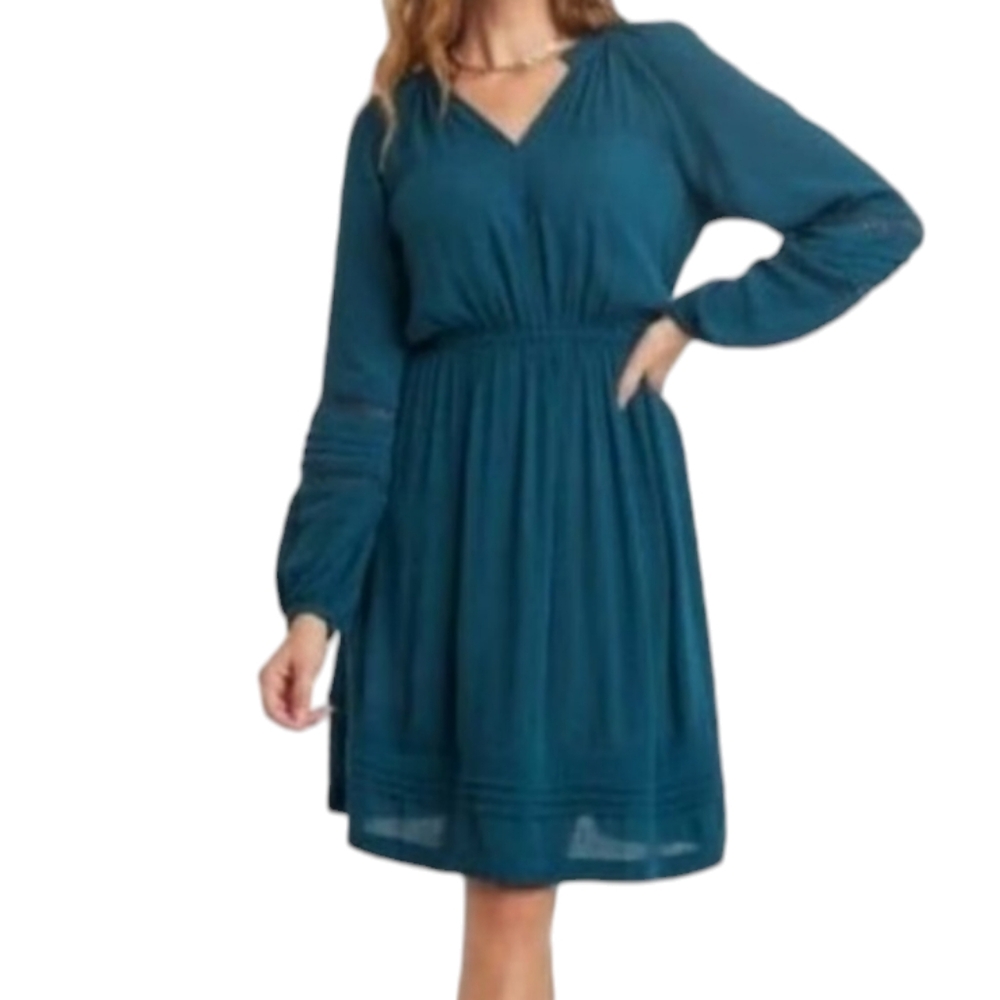 Knox Rose Blue Muslin Material Dress Long Sleeves - NWOT